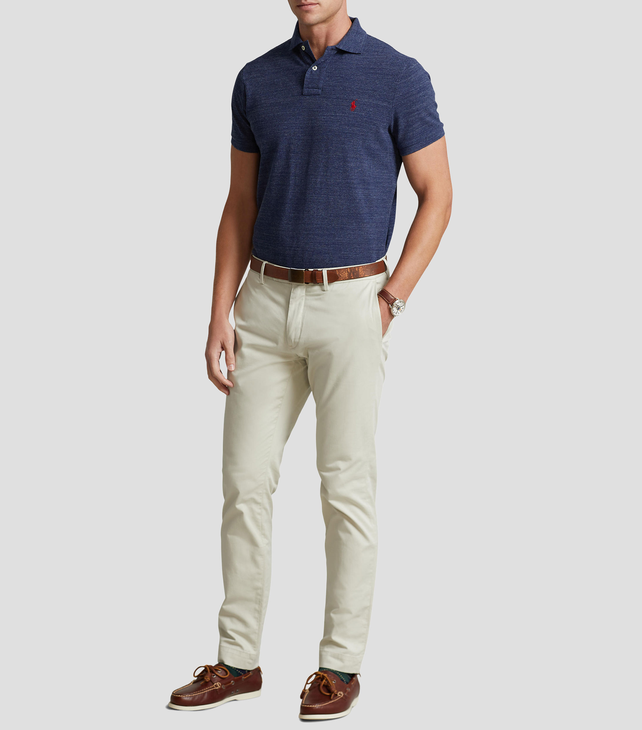 Playera tipo polo manga corta jaspeada Hombre